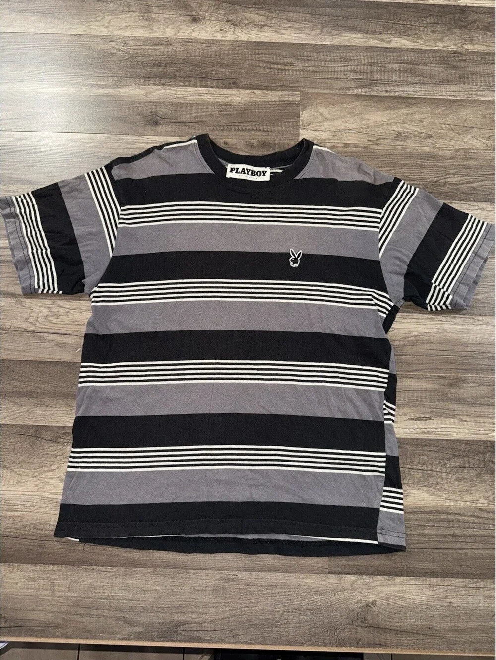 play boy pacsun shirt Stripe Black -grey -white Sz Medium